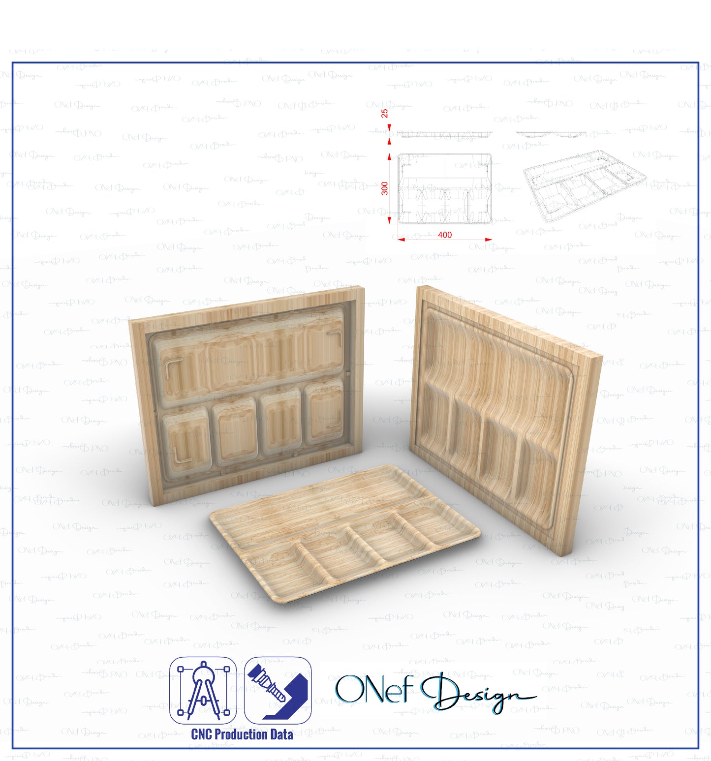 Servis Platter 100 ,3 file stl, 3D Model for CNC data